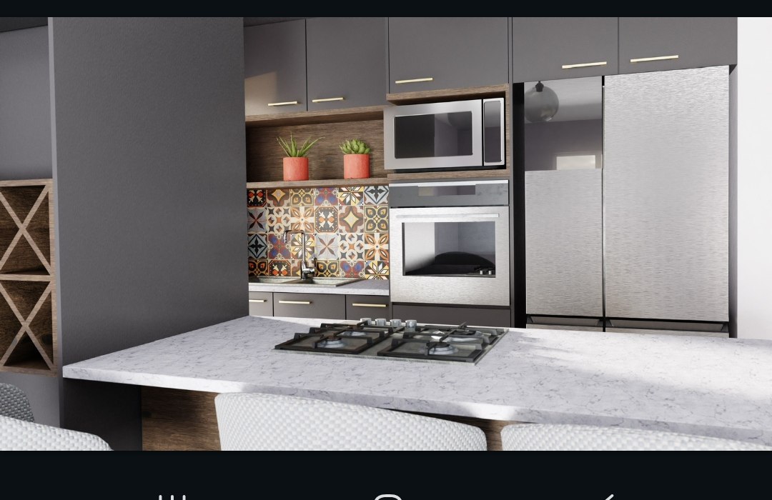 Kitchen design concept — rendered tile splashback kitchen